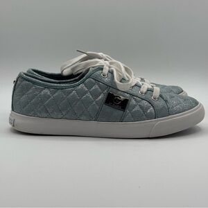 G by Guess Los Angeles Backer Lace-Up Quilted Sneakers in Soft Blue Size 9